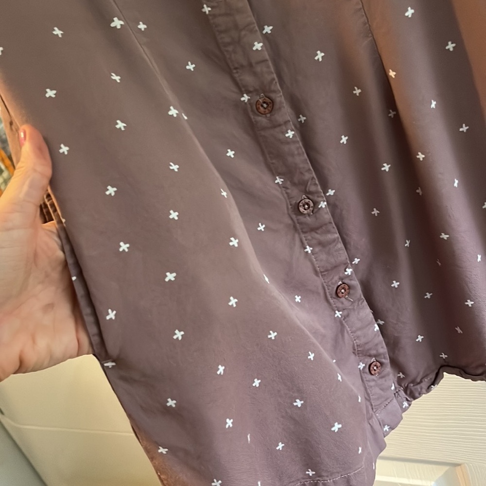 Rvca Fairness Button Front Mauve Cross Print Pock… - image 5